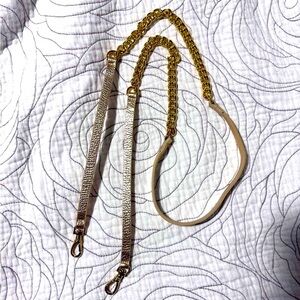 BNWT 💛 Gold Leather Bandolier Chain Phone / Purse Crossbody Strap